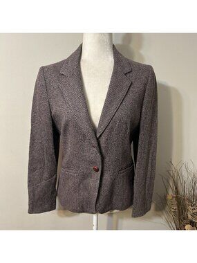 Vtg Cross Country Fashions Wool Blend Tweed Blazer Jacket Multicolor Lined Sz 10